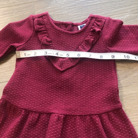 Janie And Jack Ruffle Maroon Holiday Dress Long Sleeve Size 3-6 Months - Picture 6 of 9